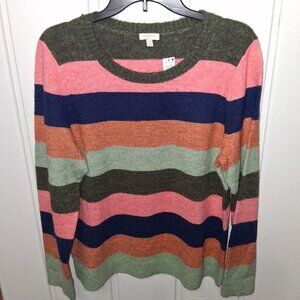 Talbots Multicolor Stripe Women's Crew Neck Sweater NWT Sz L